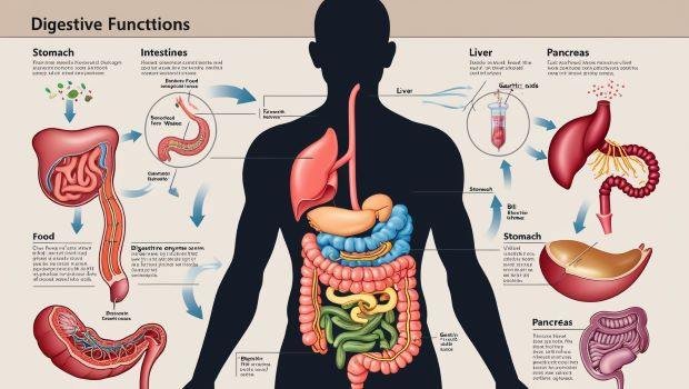 Digestion process A detailed and scientific illustration